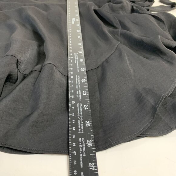 Express Black Ruffle Tie Wrap Dress XL Petite Sleeveless Spaghetti Strap Smocked - Picture 9 of 13